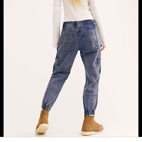 Free People Cargo Jeans Blue - Picture 3 of 8